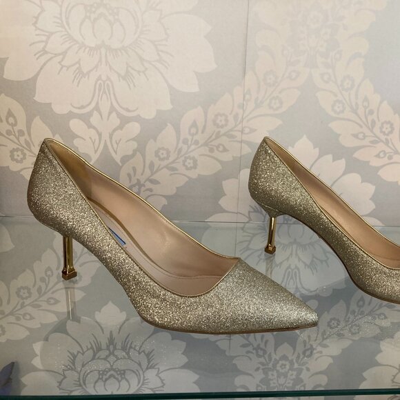 PRADA GOLD METALLIC GOLD KITTEN HEEL SHOE SIZE 38 RETAIL $ 1250.00 - Picture 5 of 10
